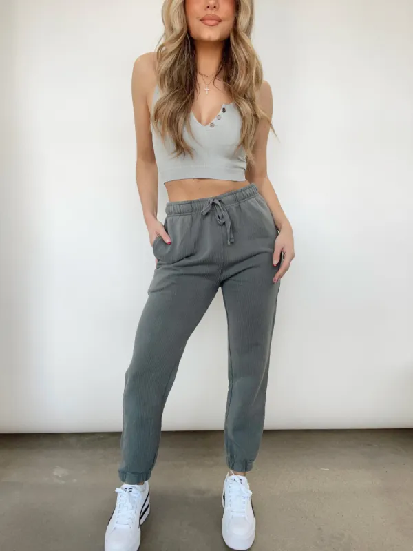 Charcoal Ribbed Joggers sold by LANE 201