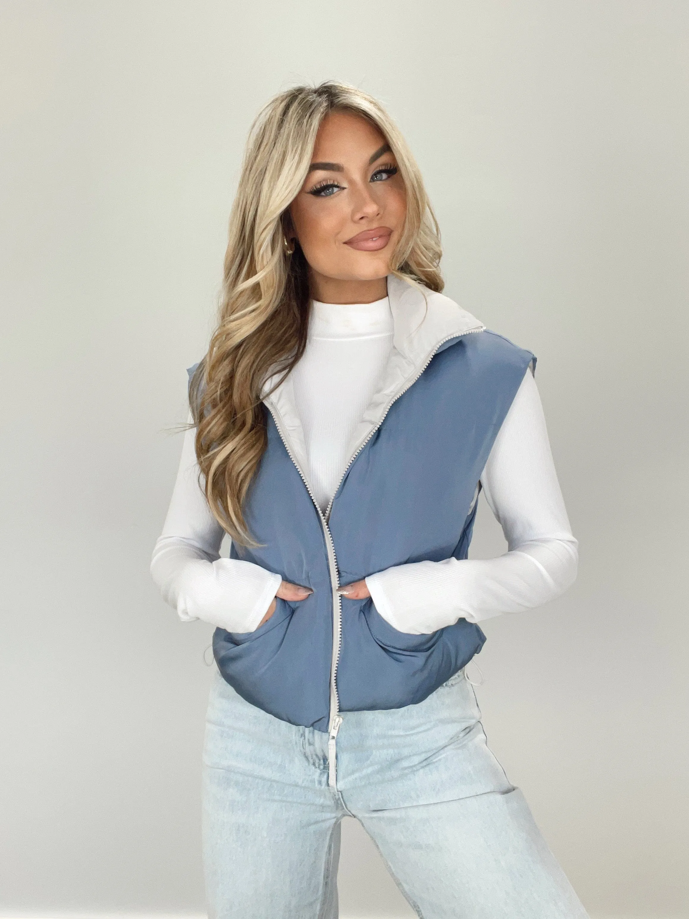 Blue Puffy Vest sold by LANE 201 product image thumbnail 4