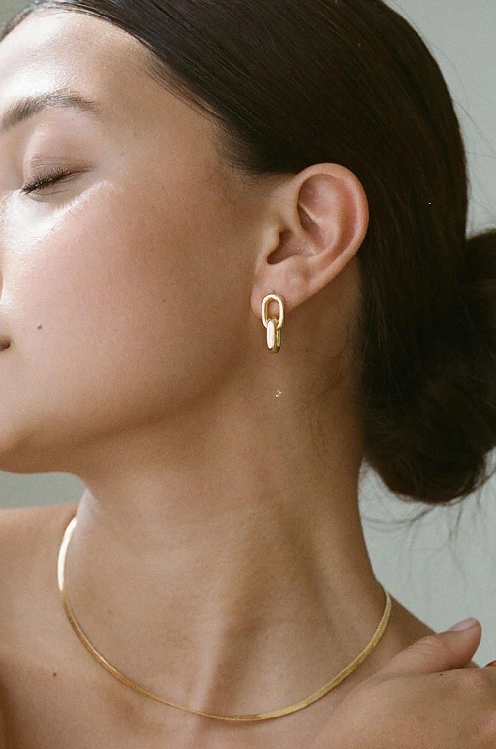 Gold Double Chain Earring sold by LANE 201