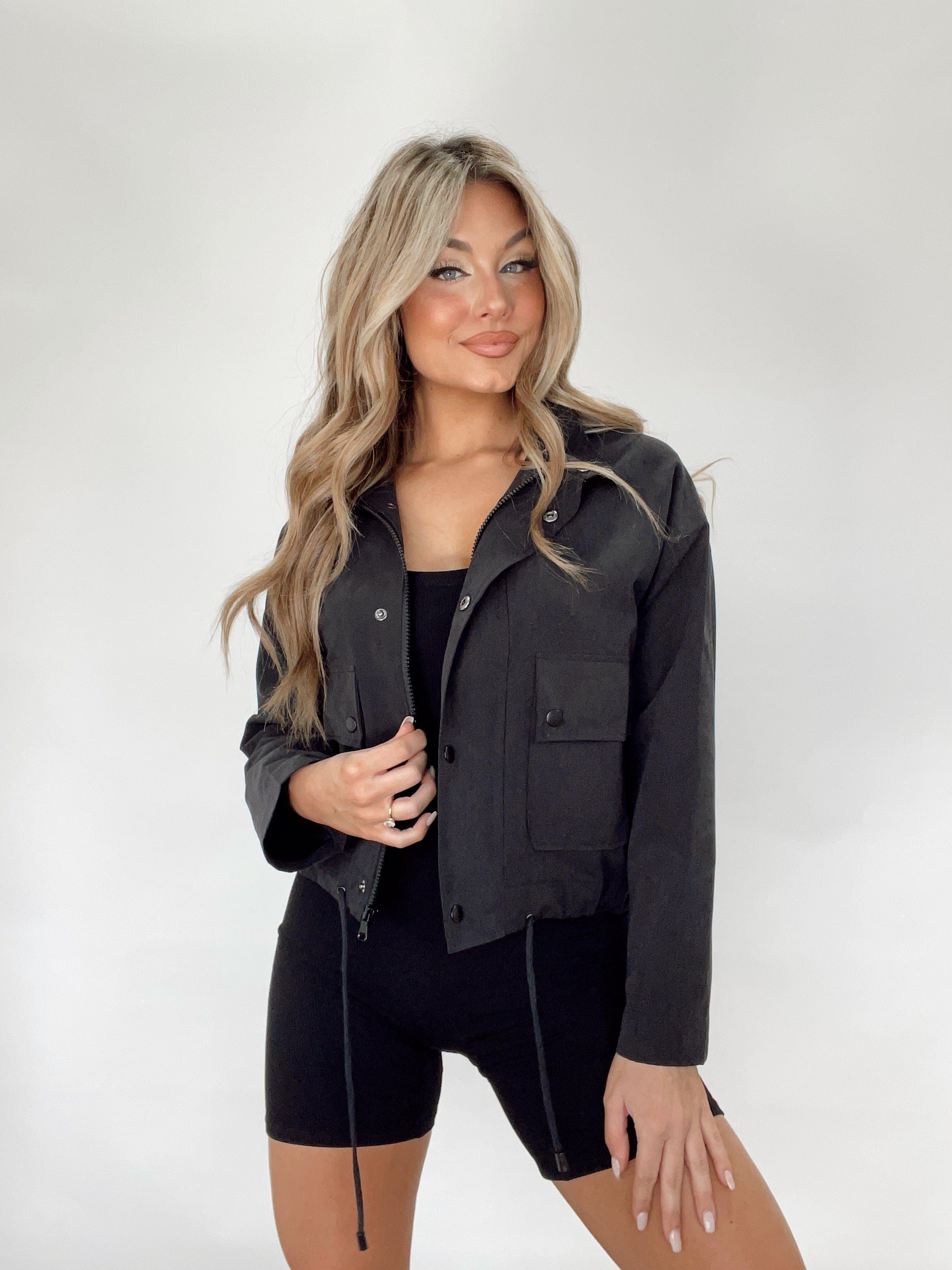 Black Cropped Utility Jacket sold by LANE 201 product image thumbnail 2