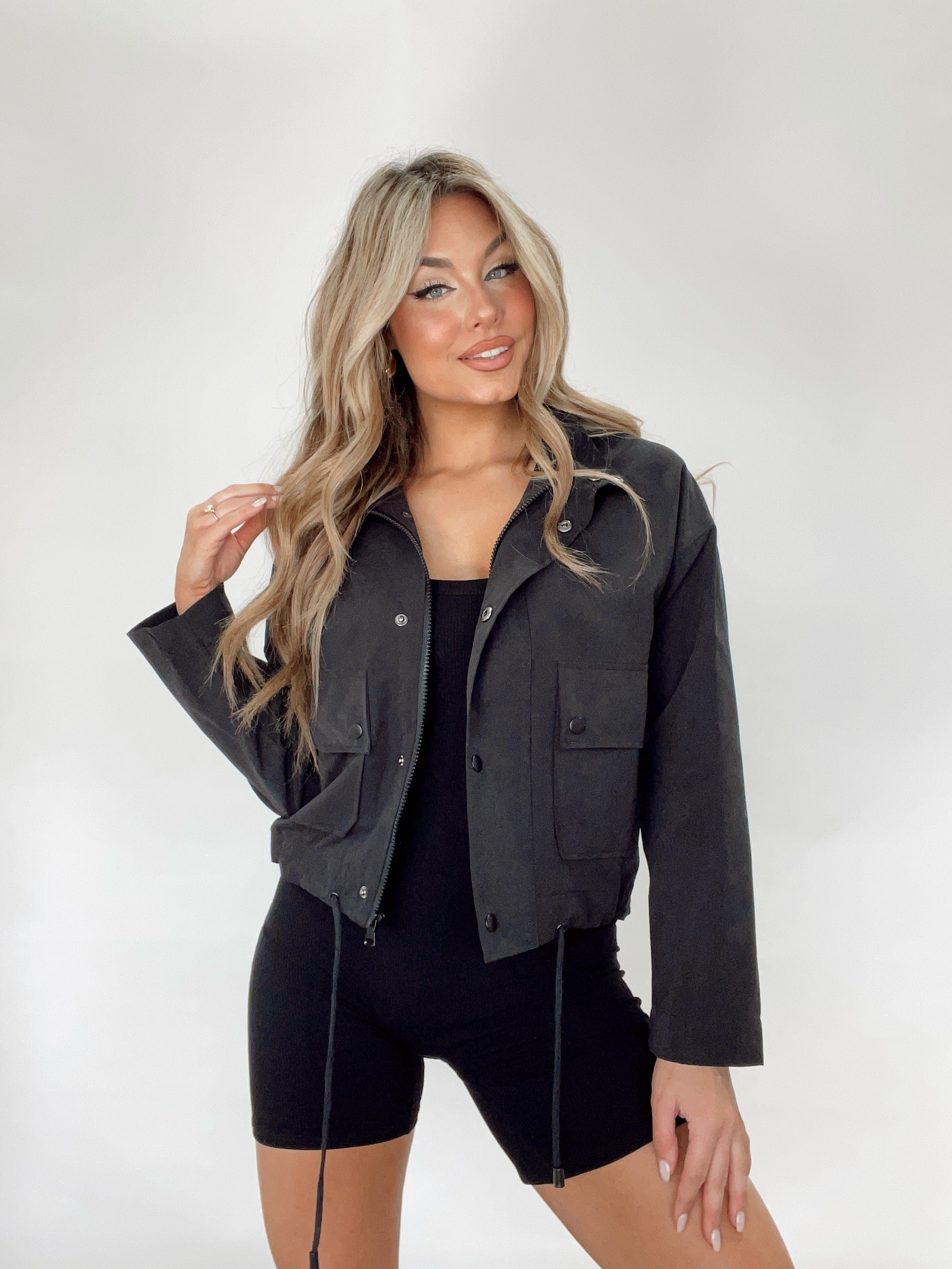 Black Cropped Utility Jacket sold by LANE 201 product image thumbnail 5