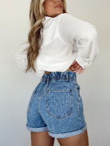 Paper Bag Denim Shorts sold by LANE 201