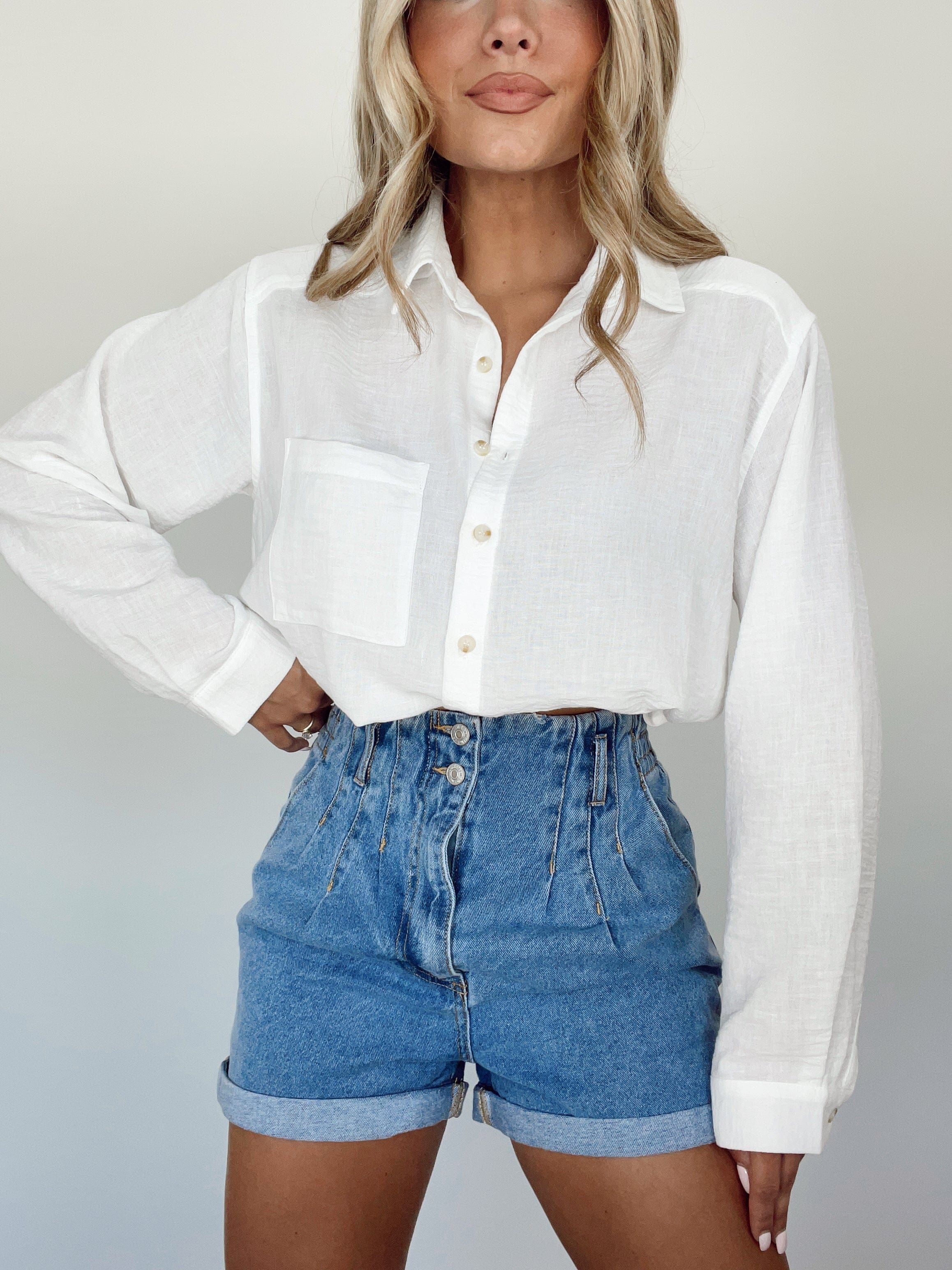 Paper Bag Denim Shorts sold by LANE 201