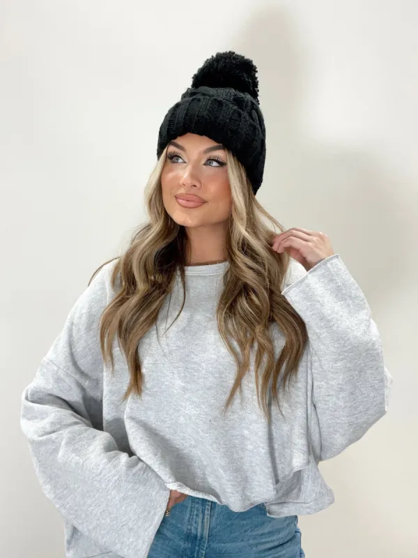 Black Ski Trip Beanie sold by LANE 201