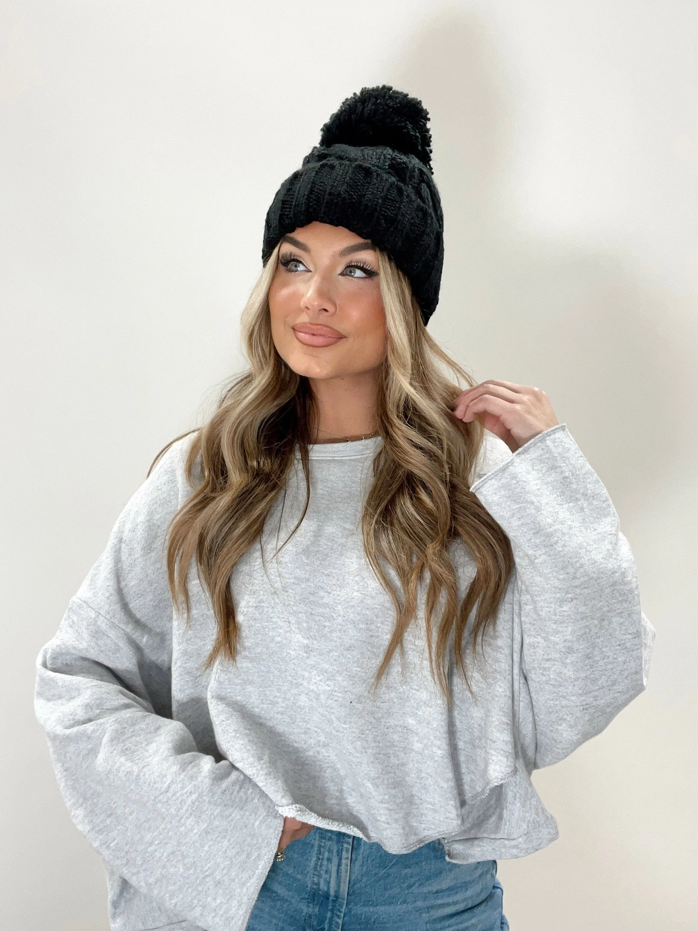 Black Ski Trip Beanie sold by LANE 201