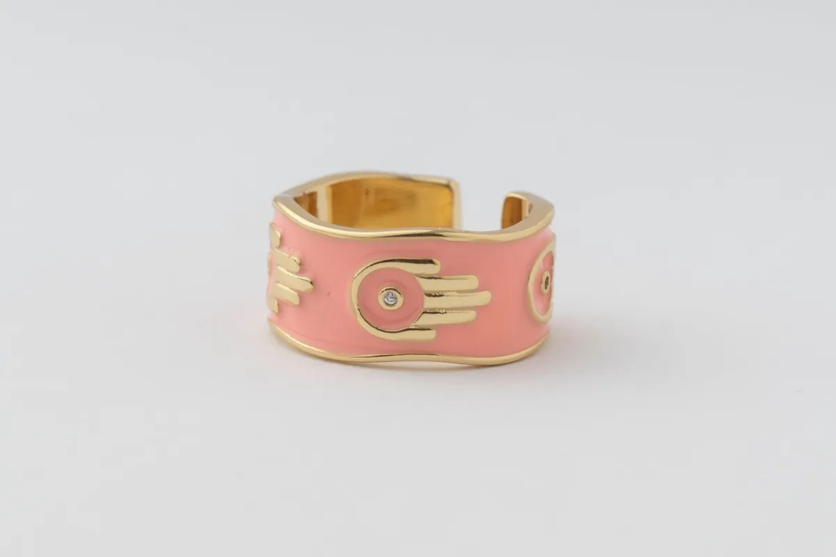 Pink No Evil Ring made by LANE 201
