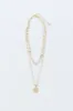Gold Double Layer Initial Necklace sold by LANE 201