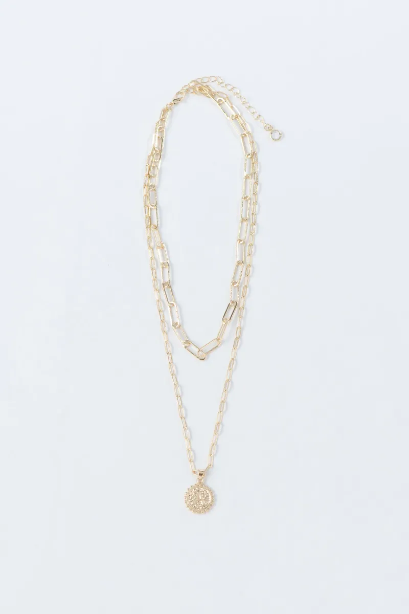 Gold Double Layer Initial Necklace sold by LANE 201