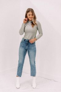Sage Glitter Mock Neck Top sold by LANE 201