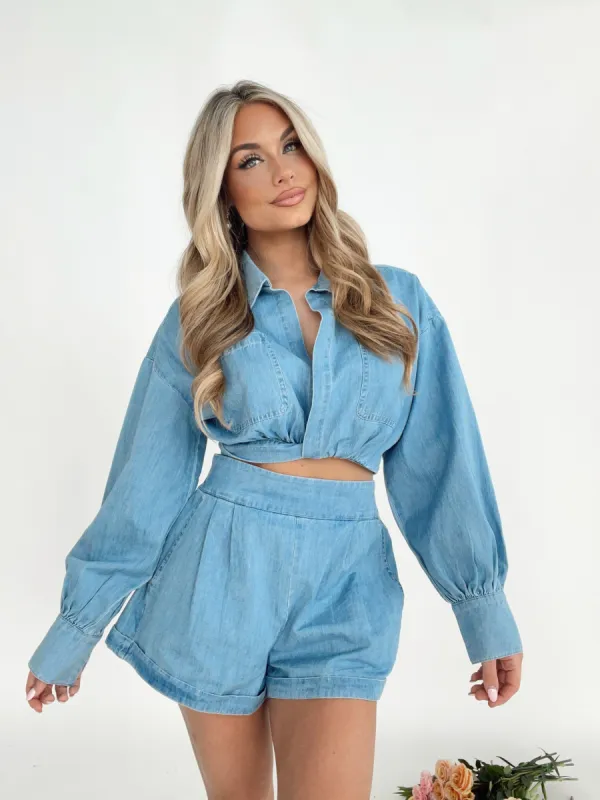 Dahlia Denim Top sold by LANE 201