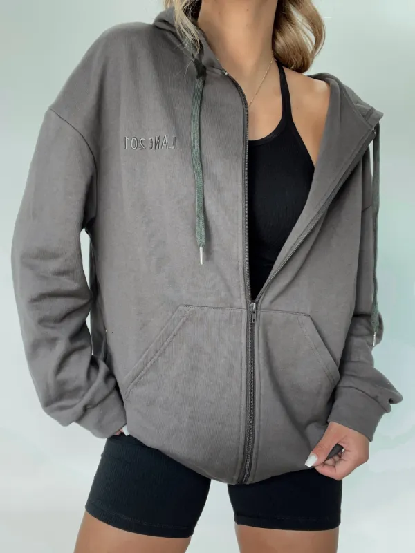 Charcoal Lane 201 Zip Up Hoodie sold by LANE 201