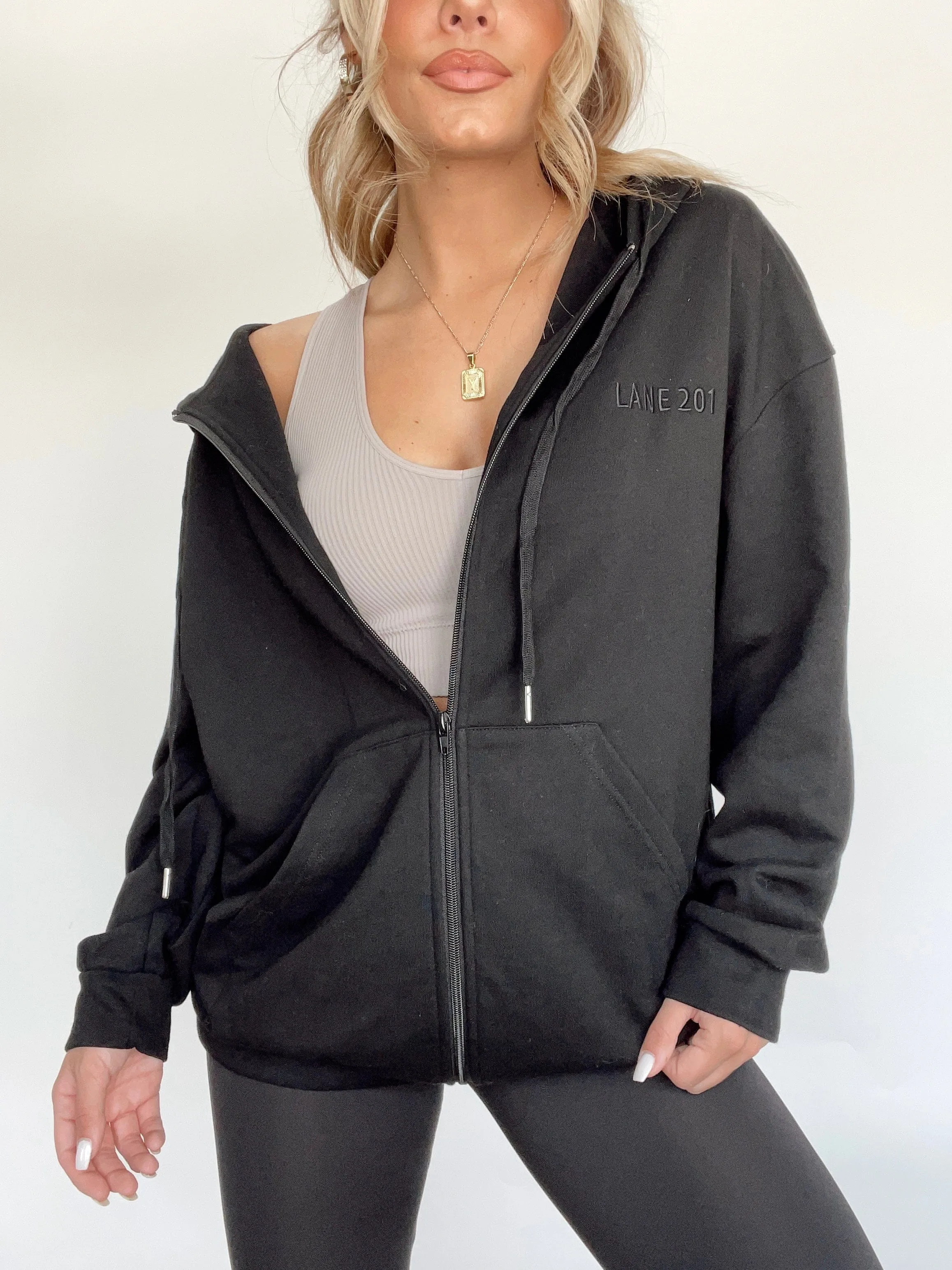 Black Lane 201 Zip Up Hoodie sold by LANE 201 product image thumbnail 3