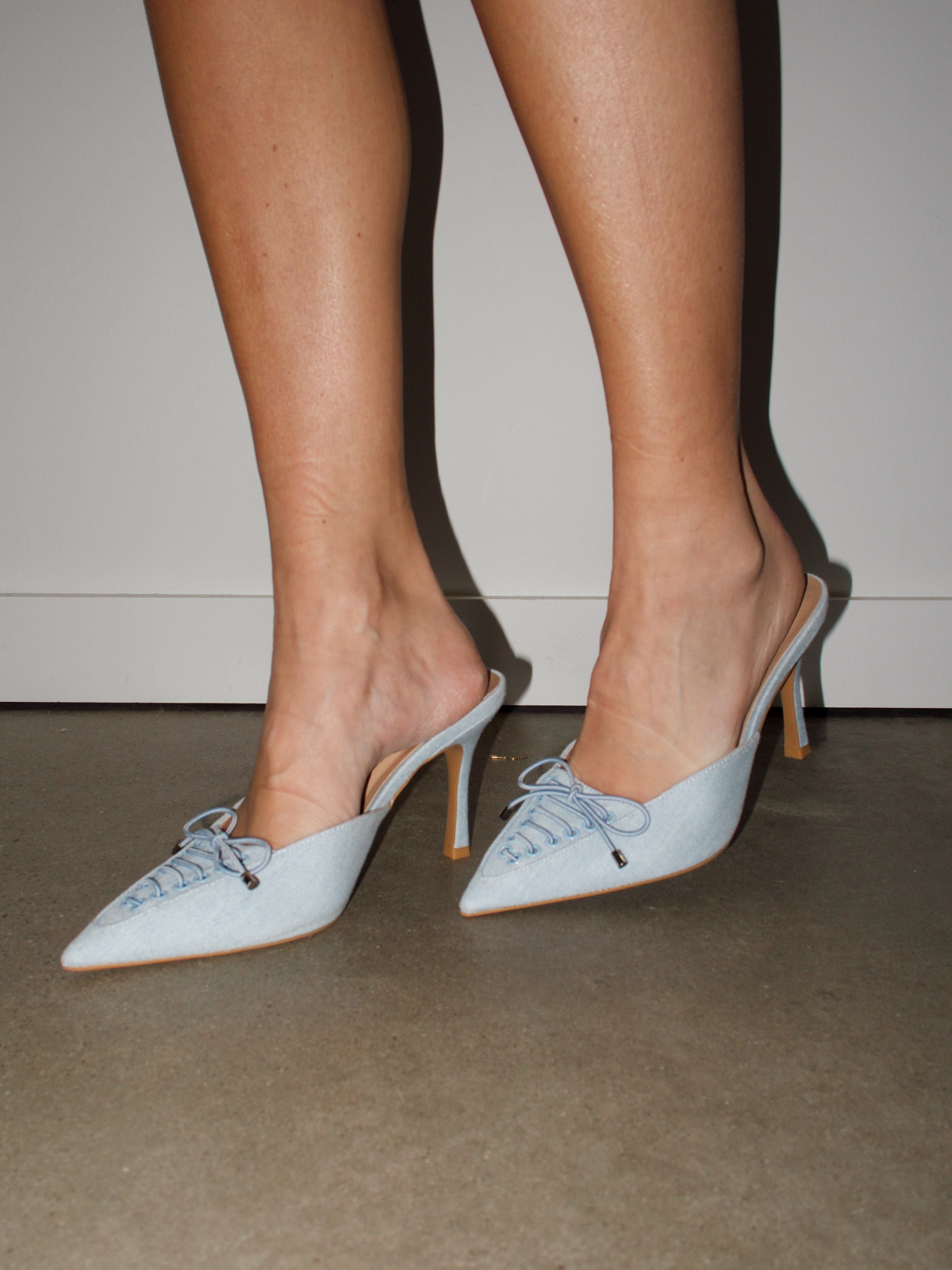 Denim Lace Up Heel sold by LANE 201 product image thumbnail 3