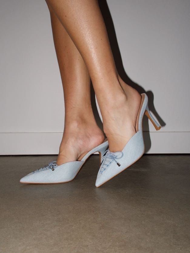 Denim Lace Up Heel sold by LANE 201 product image thumbnail 5