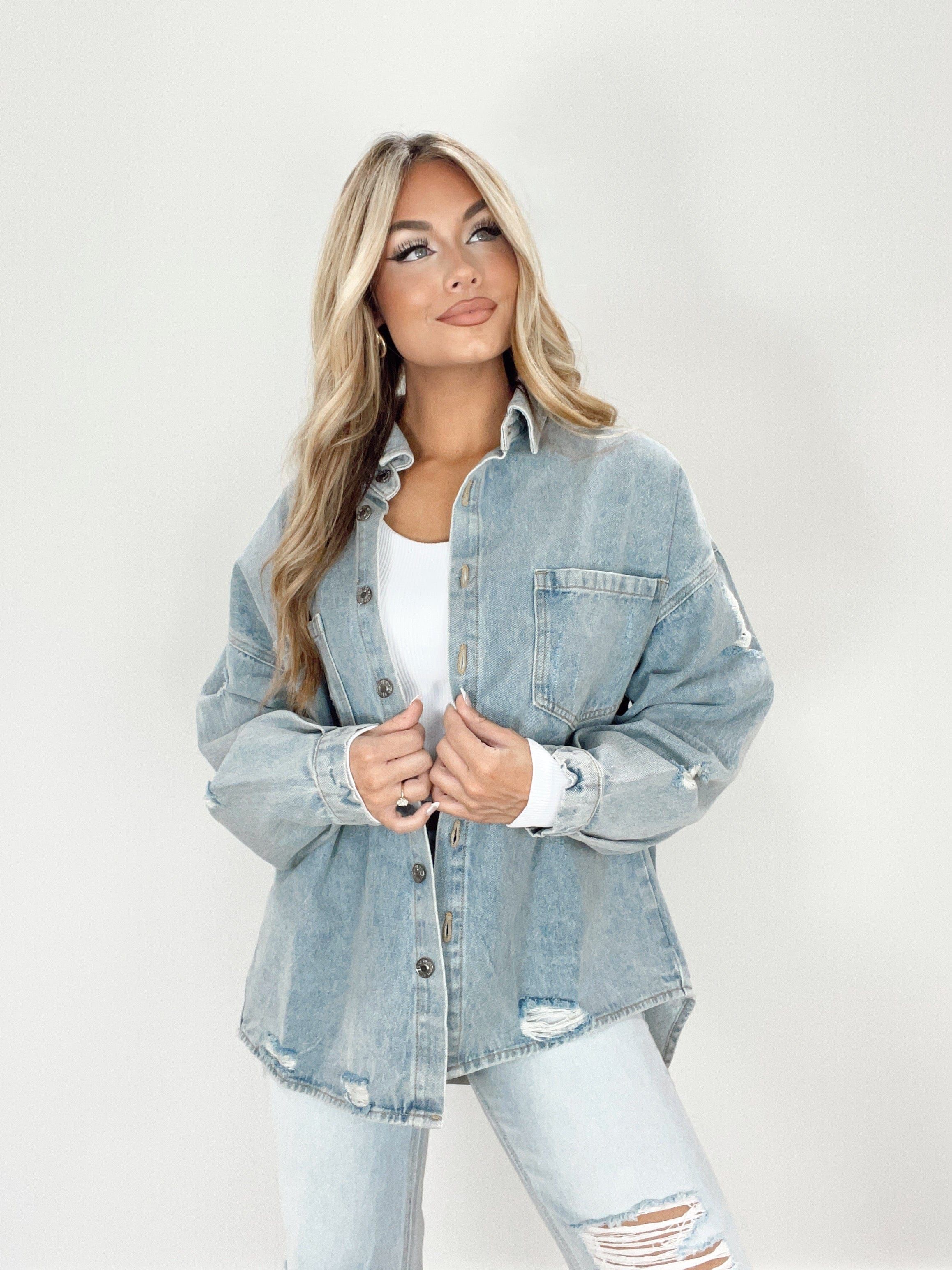 Classic Denim Shacket sold by LANE 201