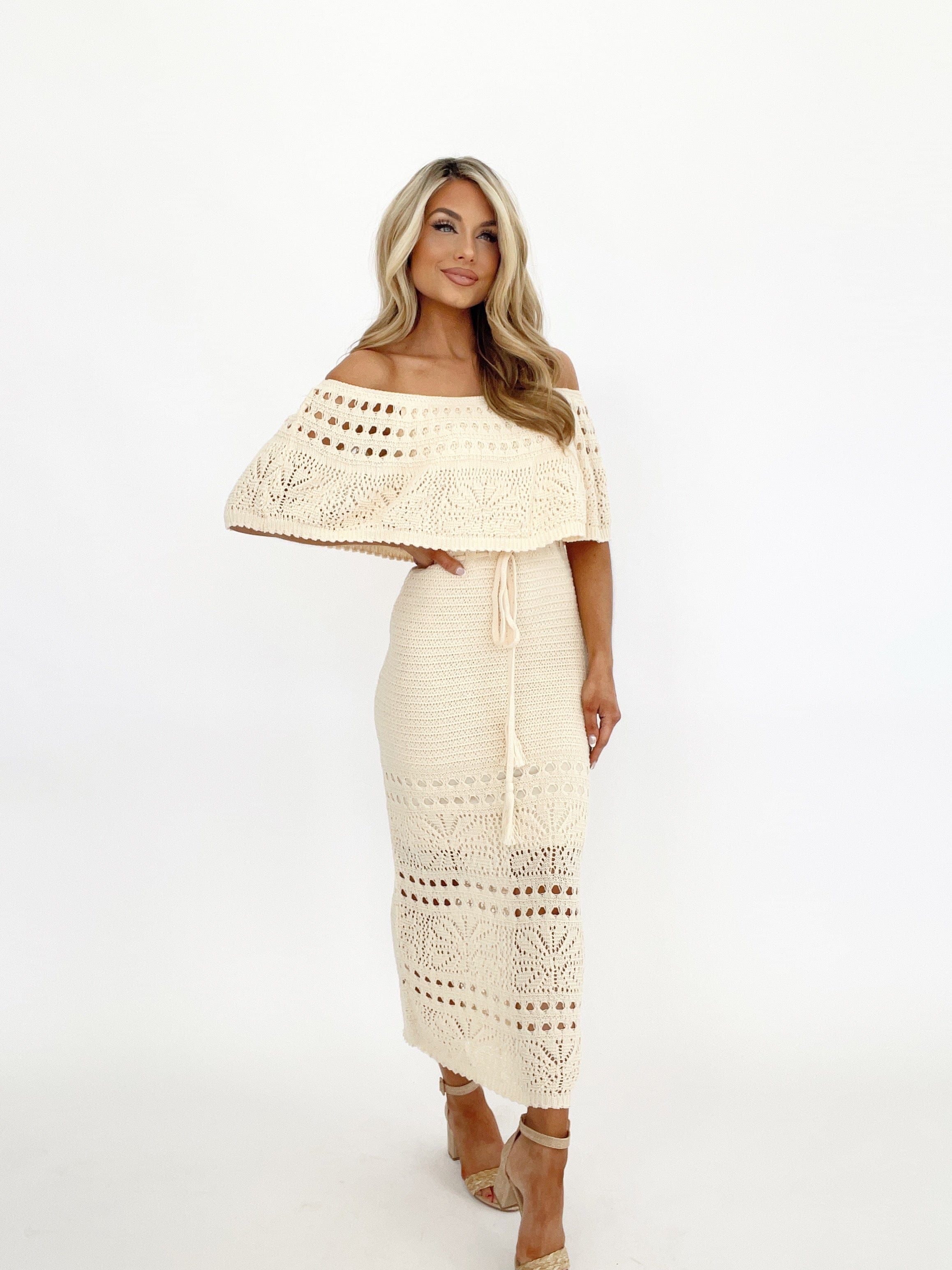 Chasing The Sun Crochet Dress sold by LANE 201