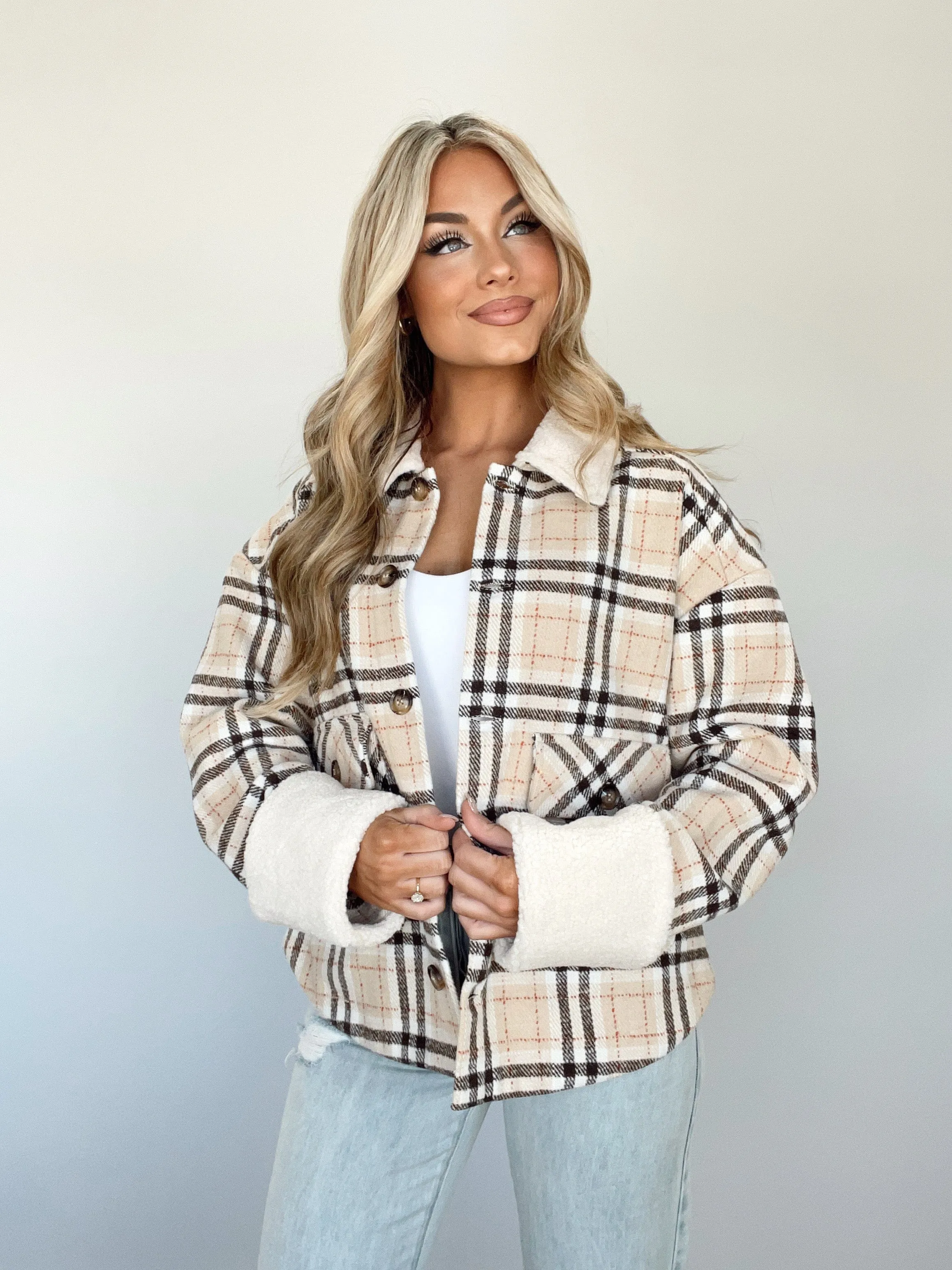 Plaid Cheer Sherpa Jacket sold by LANE 201 product image thumbnail 3