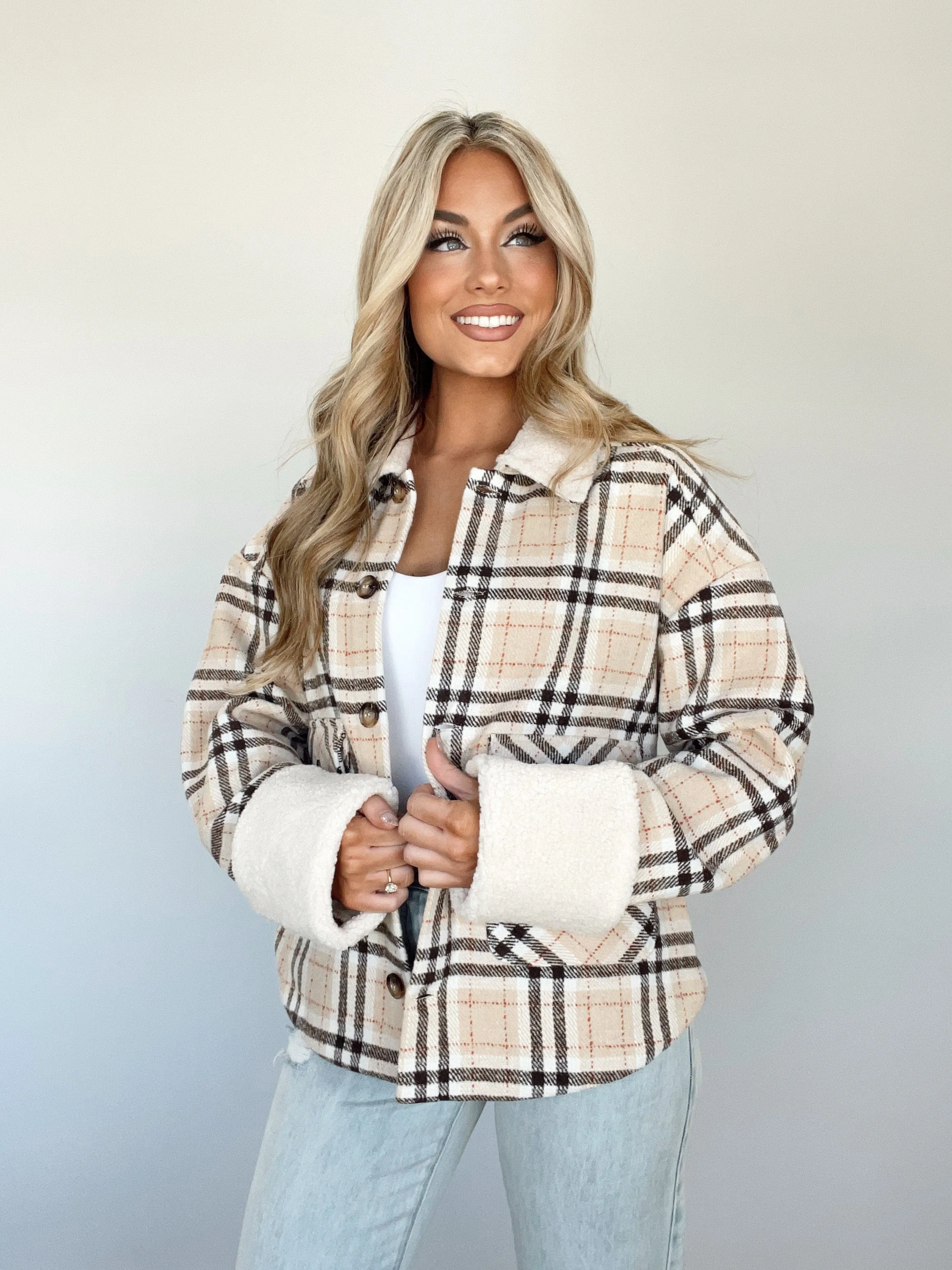 Plaid Cheer Sherpa Jacket sold by LANE 201 product image thumbnail 5