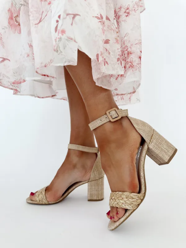 Raffia Block Heel sold by LANE 201