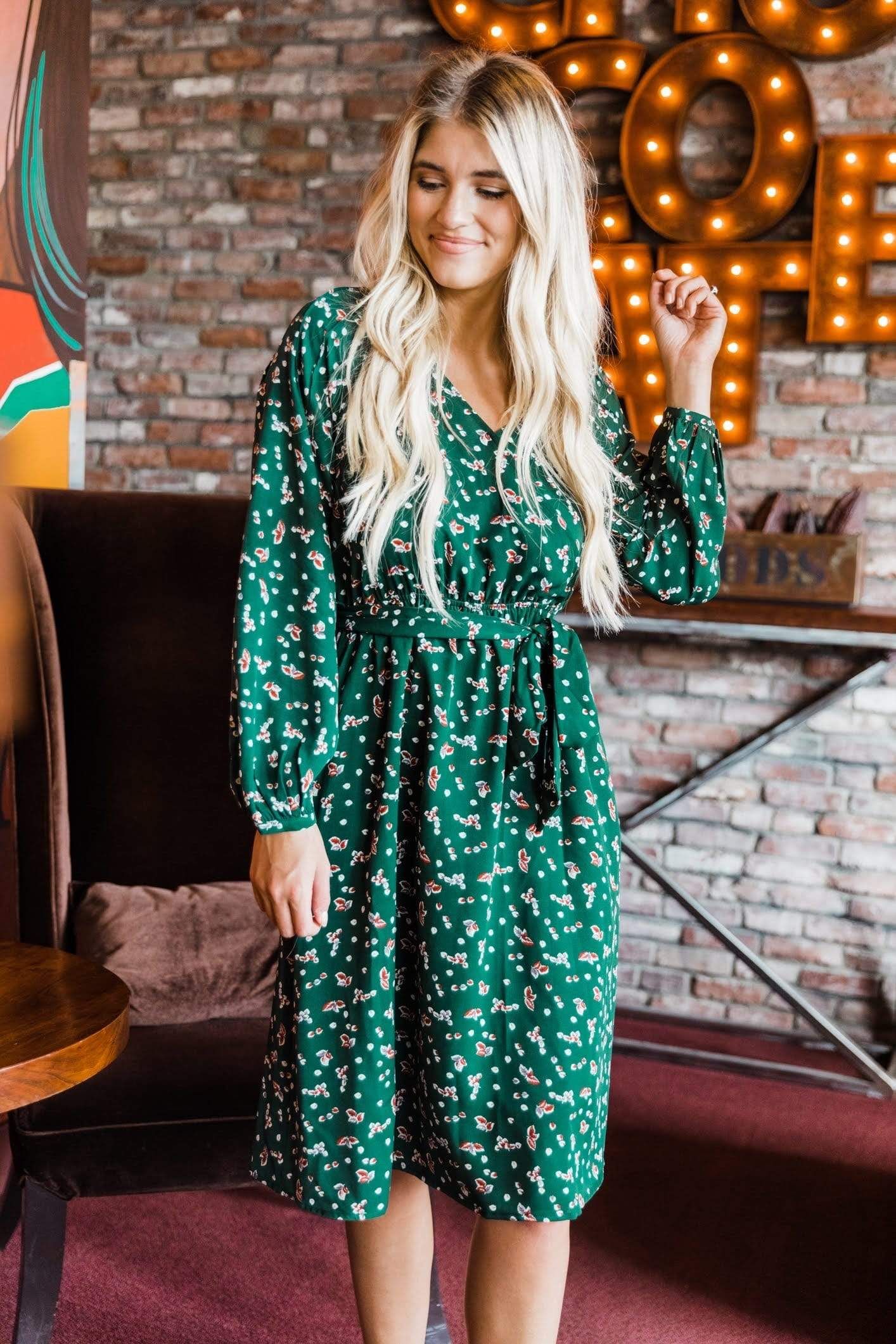 Green Fall Leaves Midi Dress sold by LANE 201 product image thumbnail 2