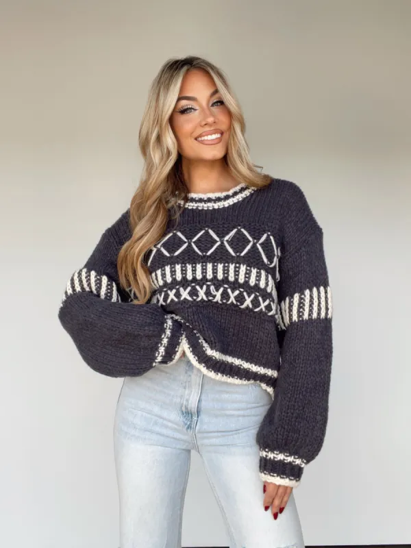 Navy Peaks Pullover sold by LANE 201