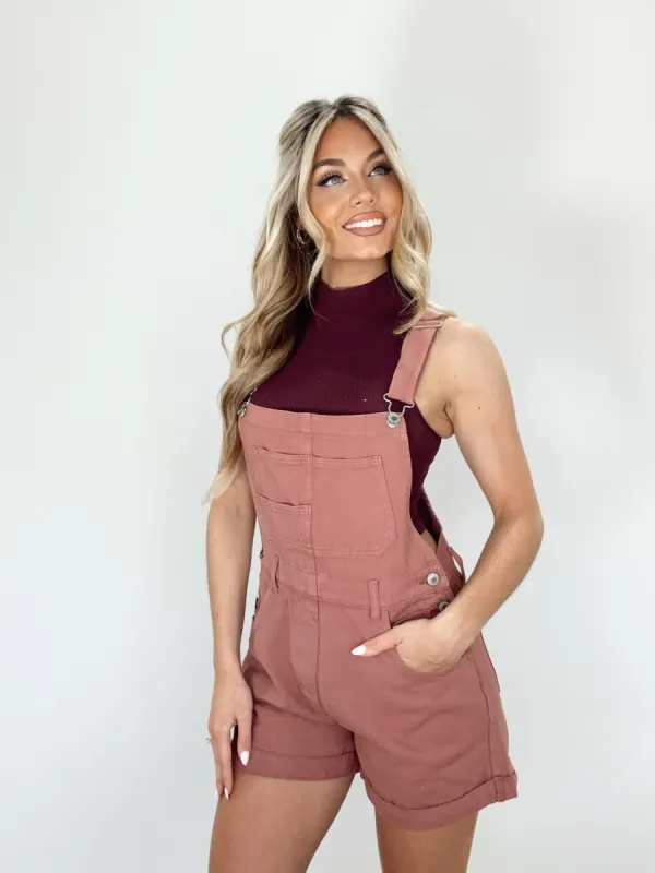 Woodrose Denim Shortalls sold by LANE 201