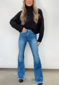 High Rise Flare Denim sold by LANE 201