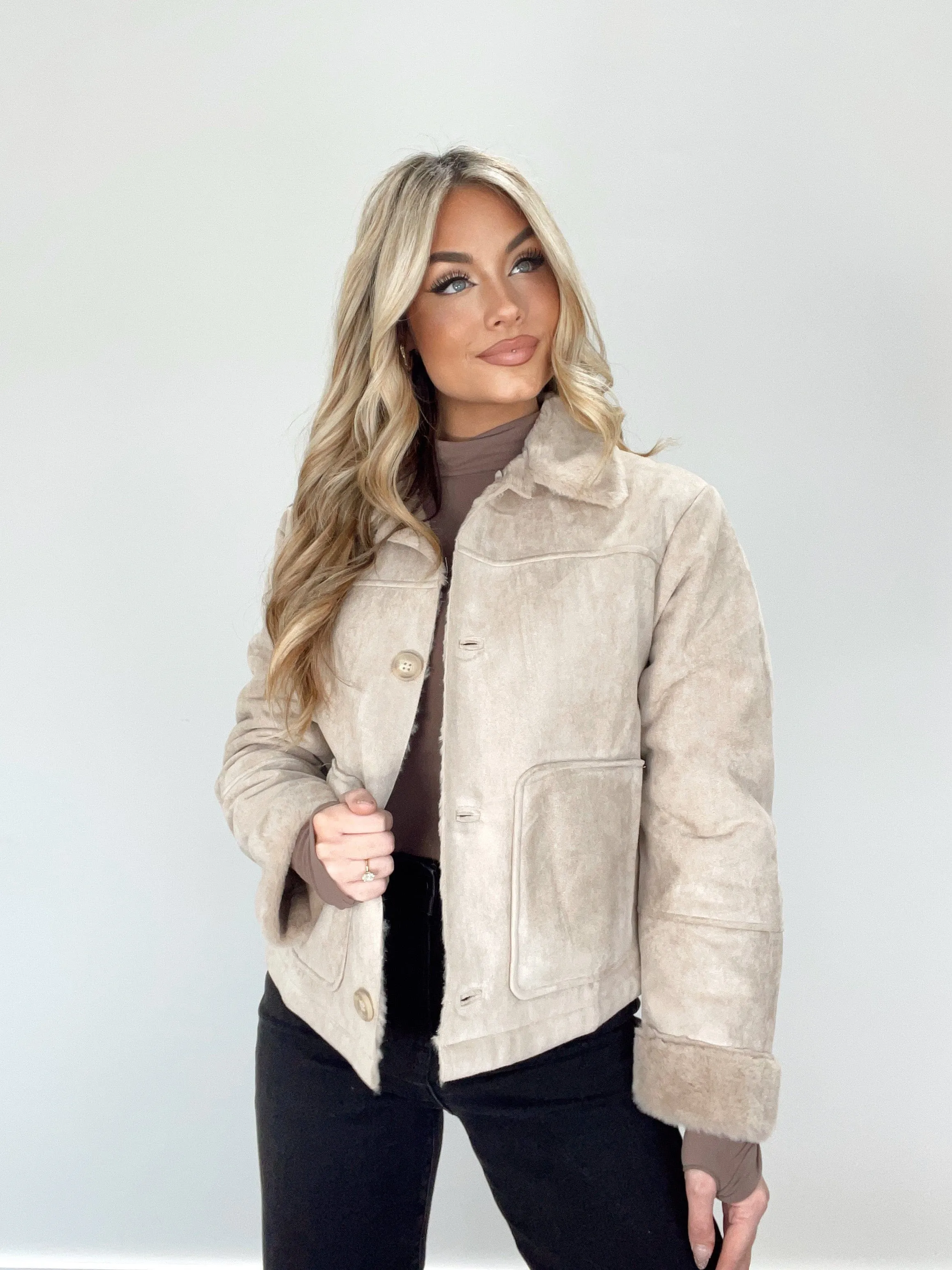 Stone Suede Jacket sold by LANE 201 product image thumbnail 3