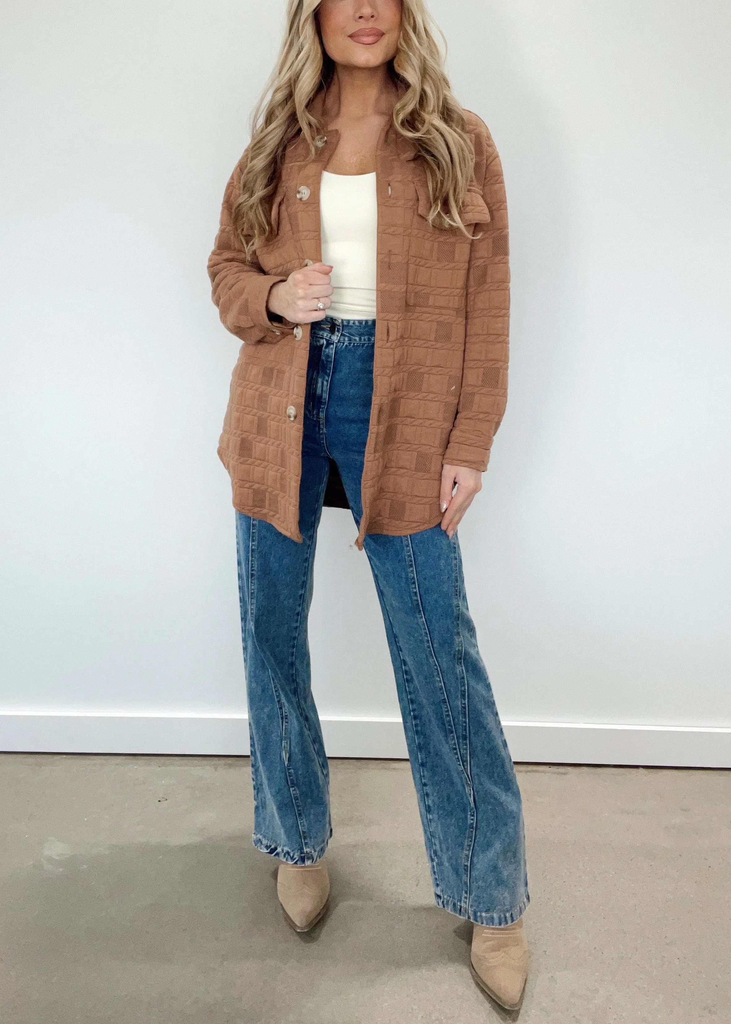 Mocha Textured Knit Jacket sold by LANE 201 product image thumbnail 4