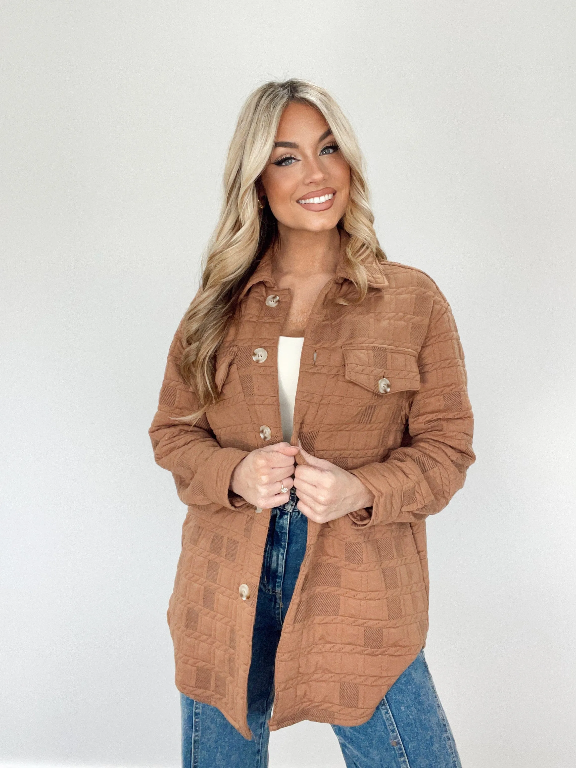Mocha Textured Knit Jacket sold by LANE 201