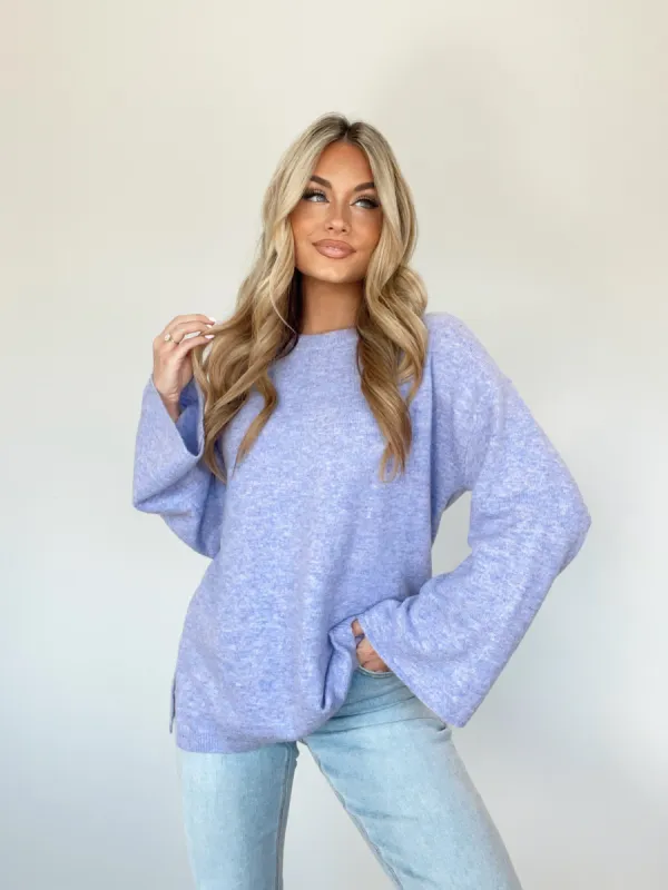 Lilac Oversized Bell Sleeve Sweater sold by LANE 201