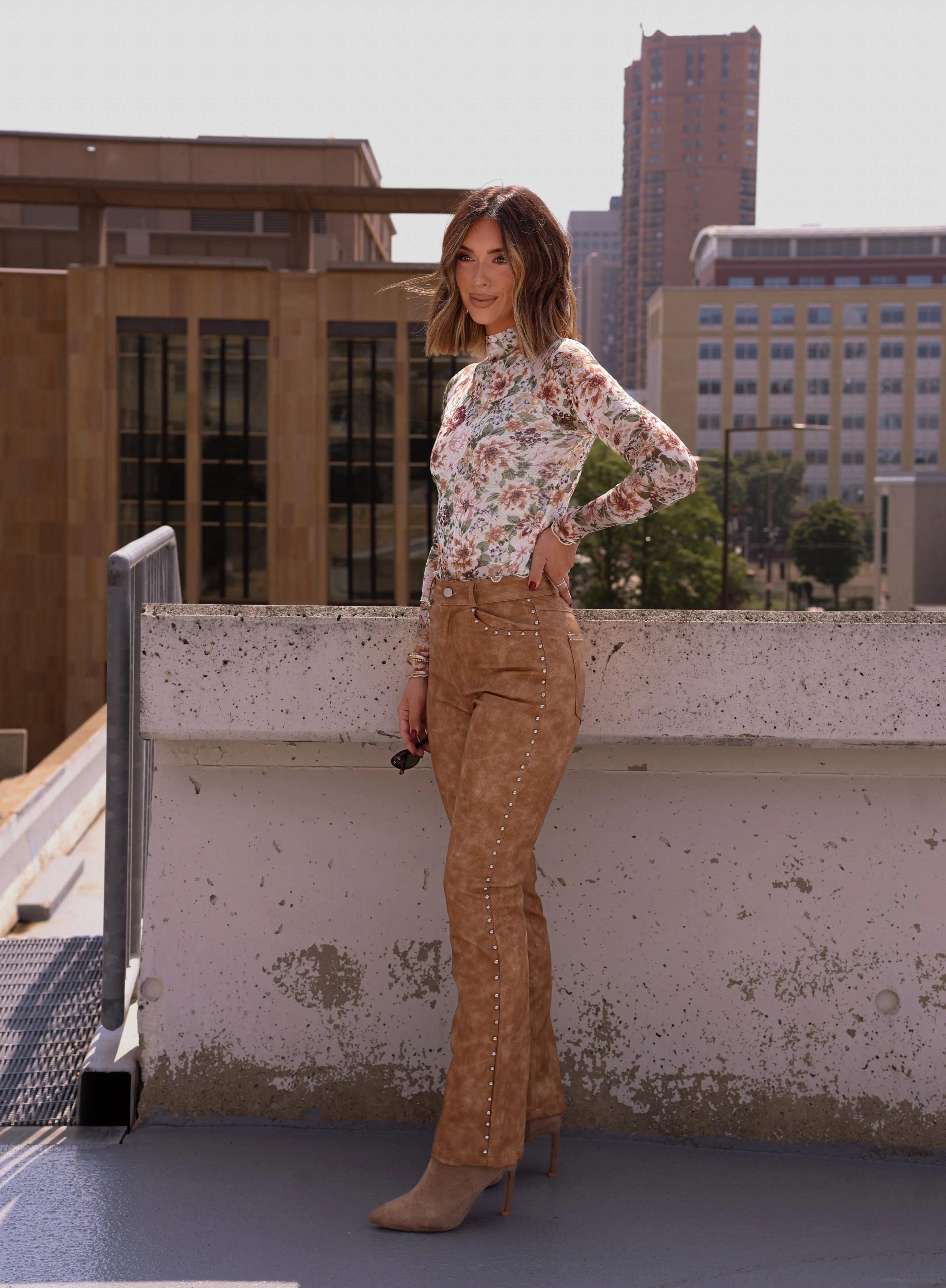 Camel Studded Leather Pants sold by LANE 201 product image thumbnail 3