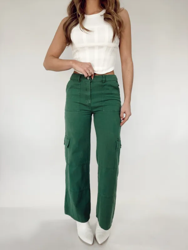Green Boyfriend Cargo Pants sold by LANE 201