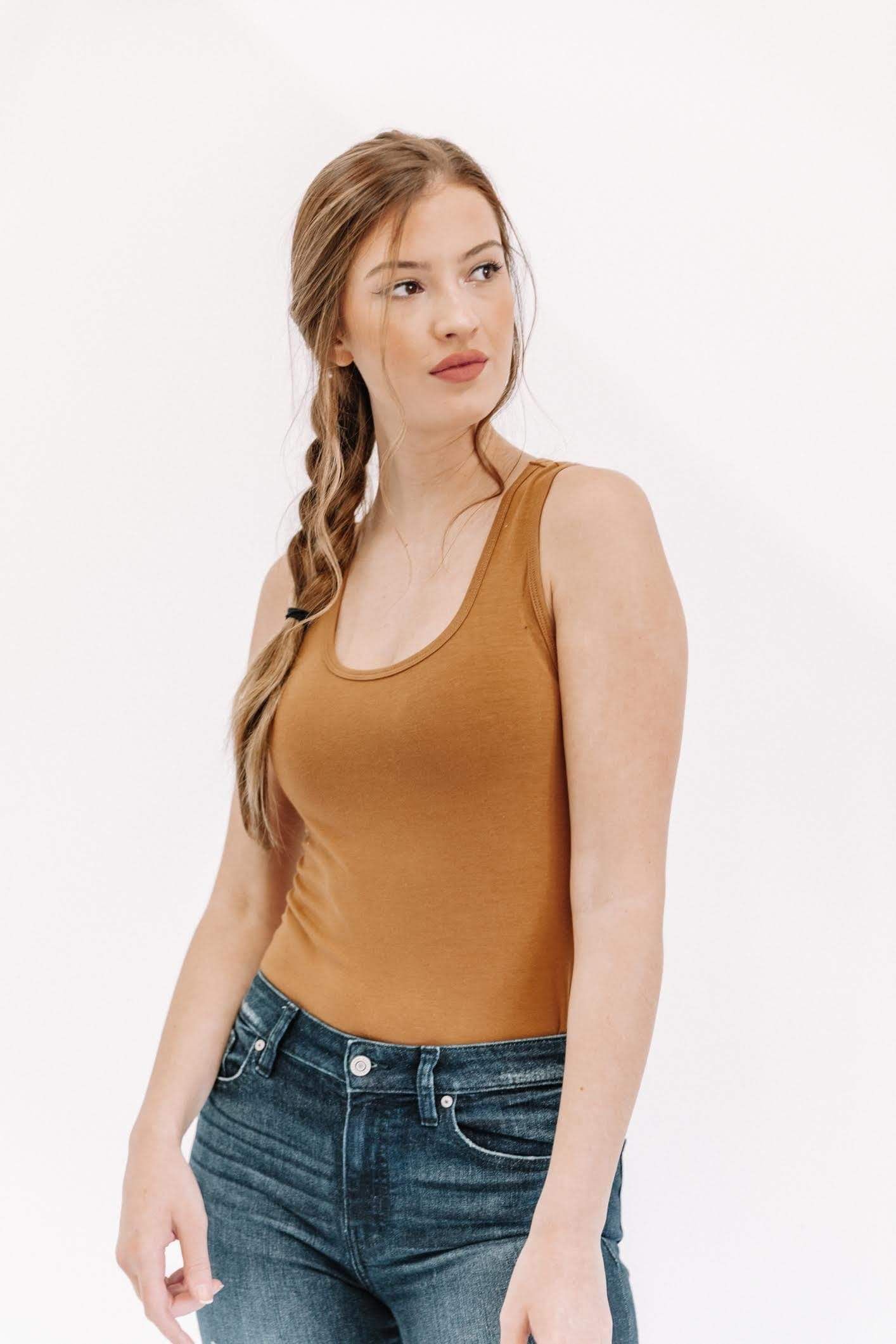 Camel Racer Back Bodysuit sold by LANE 201