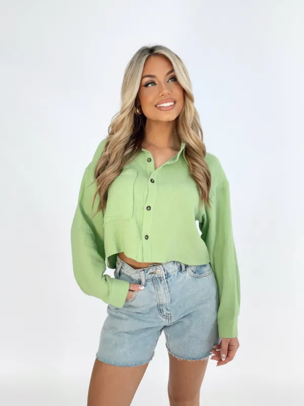 Lime Button Down Shirt sold by LANE 201