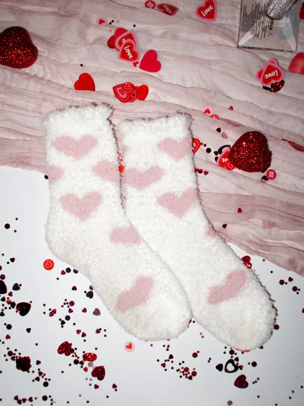 Fuzzy Heart Socks sold by LANE 201