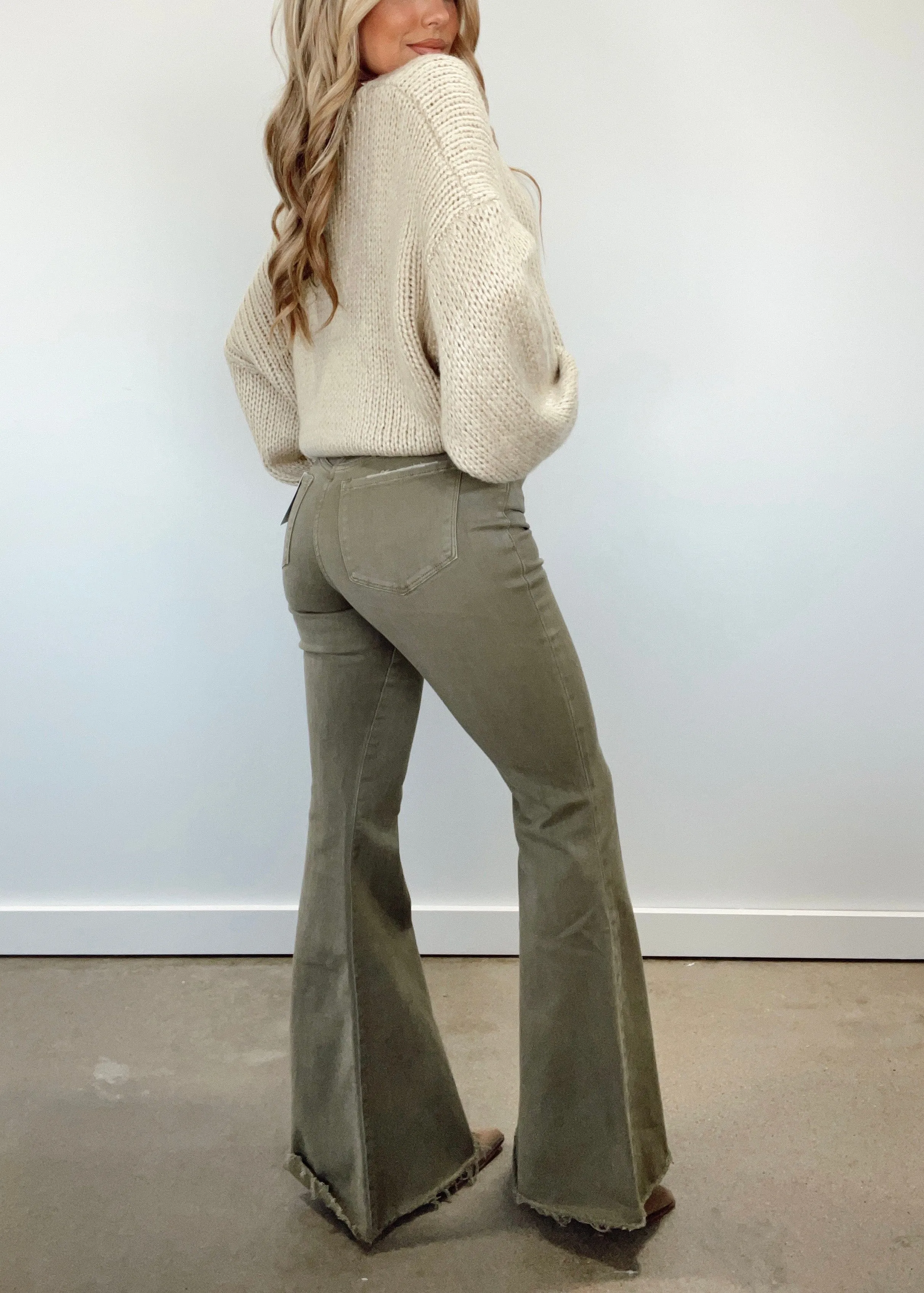 Olive Super Flare Jeans sold by LANE 201 product image thumbnail 2