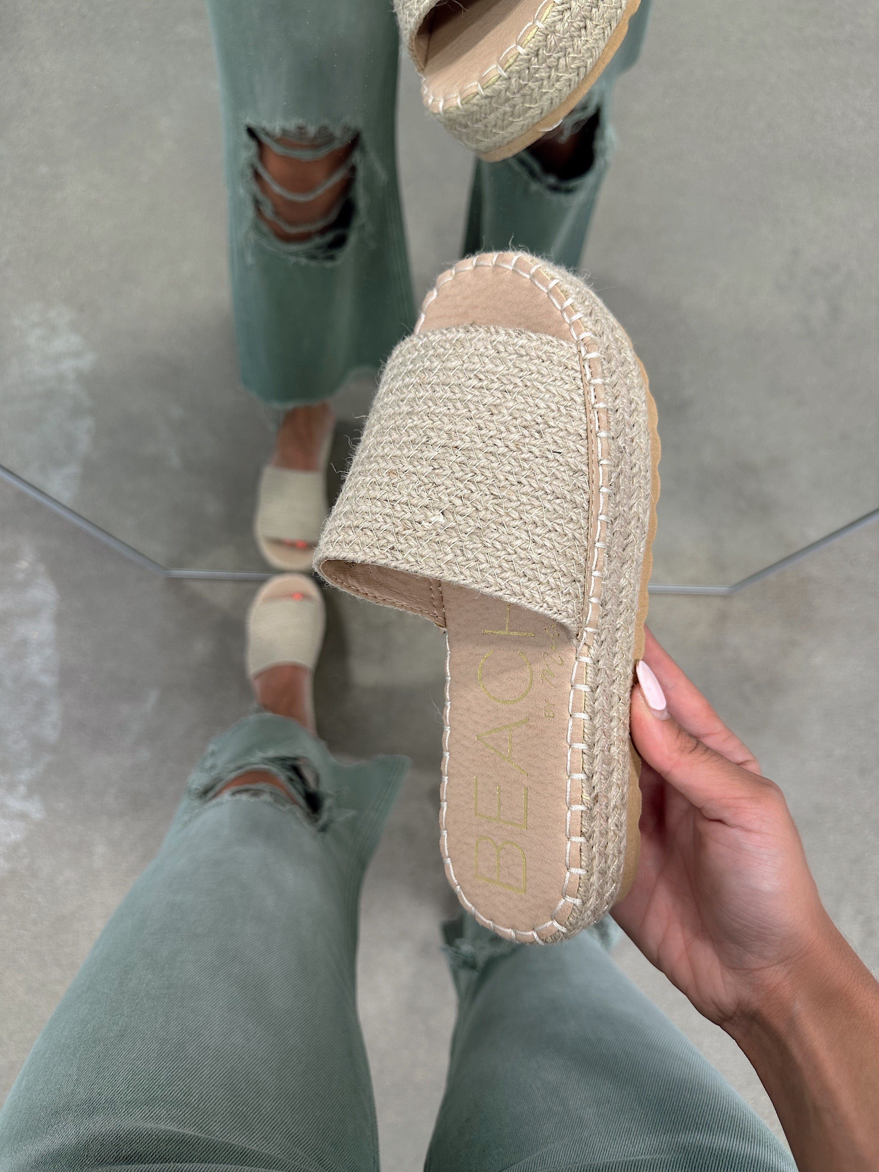 Vanessa Raffia Slide sold by LANE 201