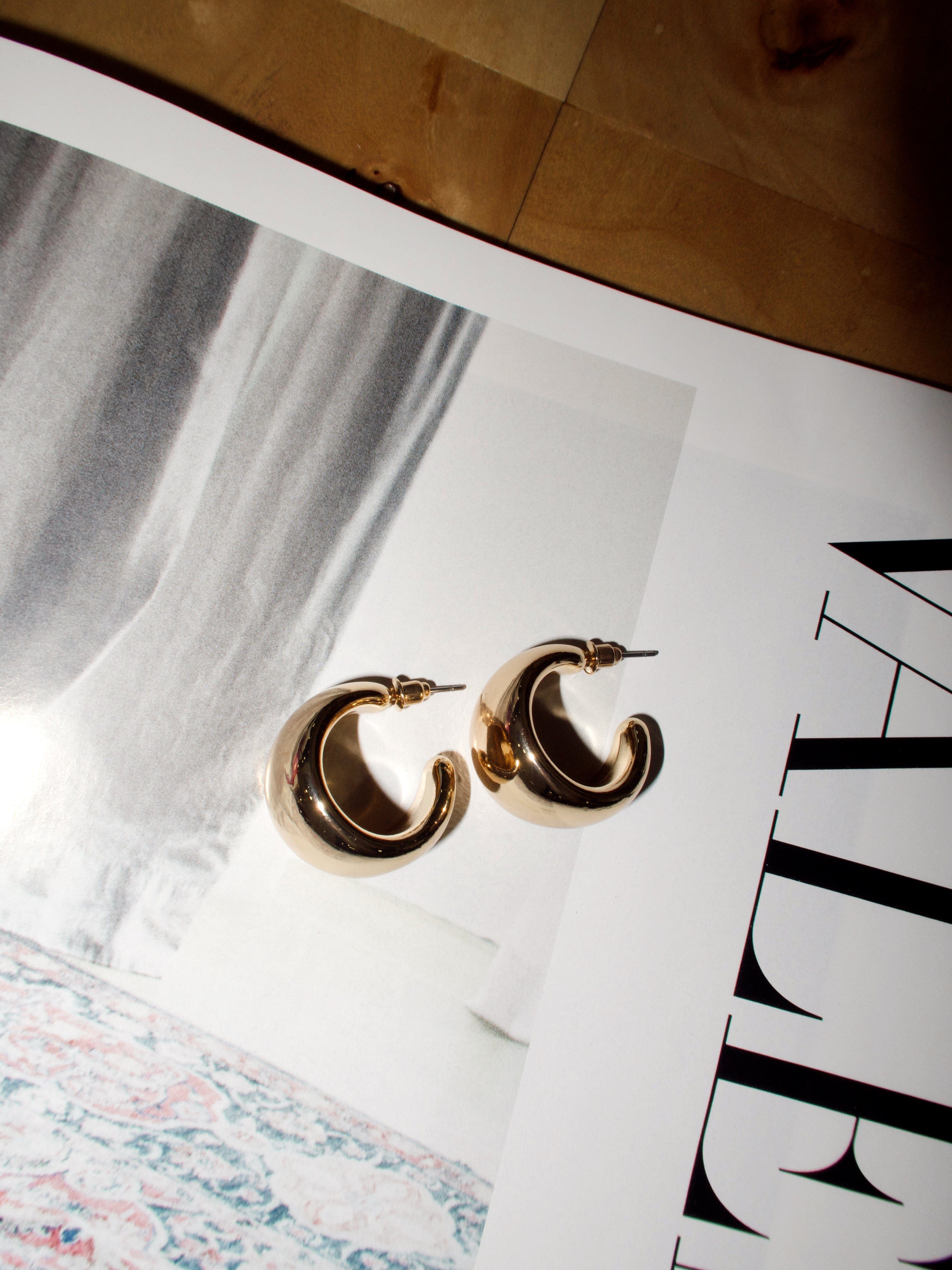 Gold Bold Hoop Earrings sold by LANE 201 product image thumbnail 3