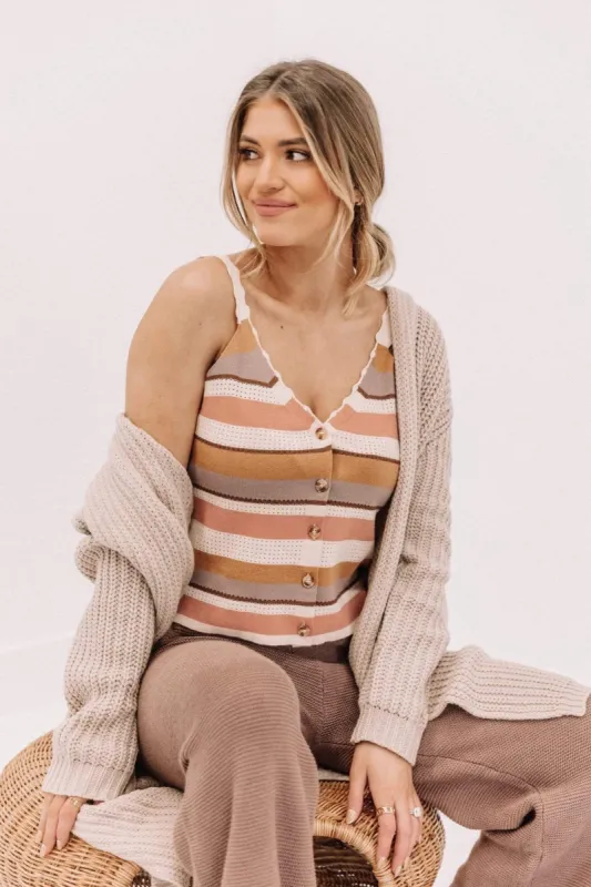 Mauve Striped Button Cami Sweater sold by LANE 201
