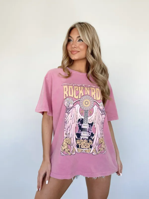 Pink Rock And Roll Graphic Tee sold by LANE 201