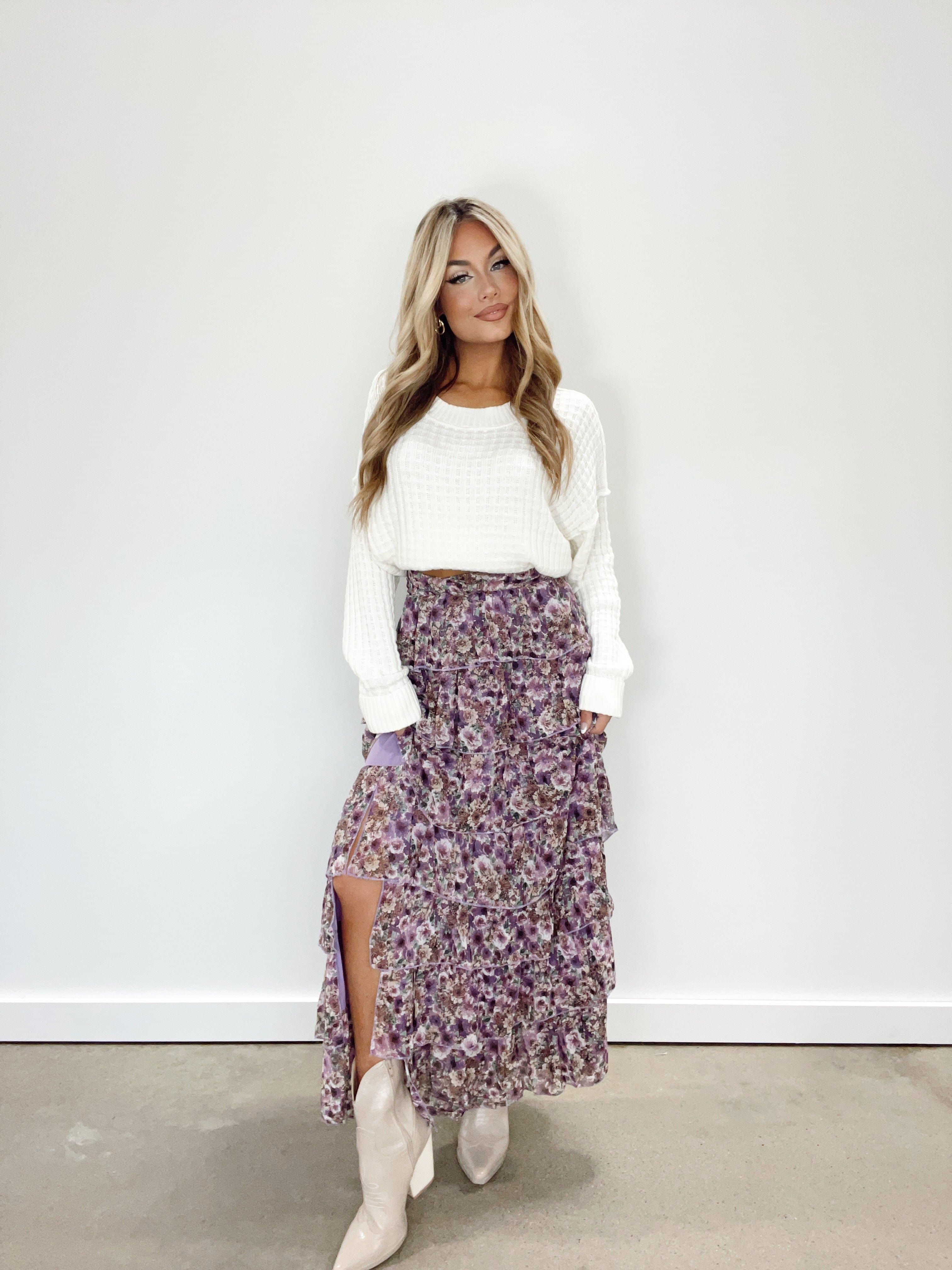 Lavender Fields Maxi Skirt sold by LANE 201