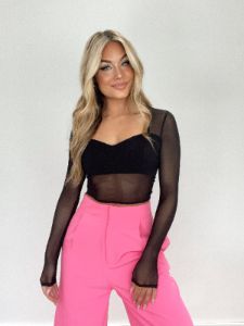 Black Sweetheart Mesh Top sold by LANE 201