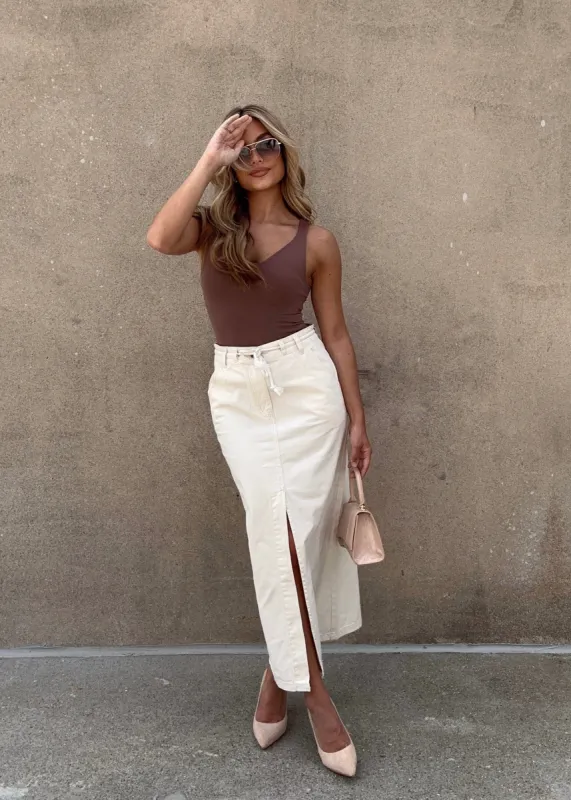 Cream Cargo Skirt sold by LANE 201