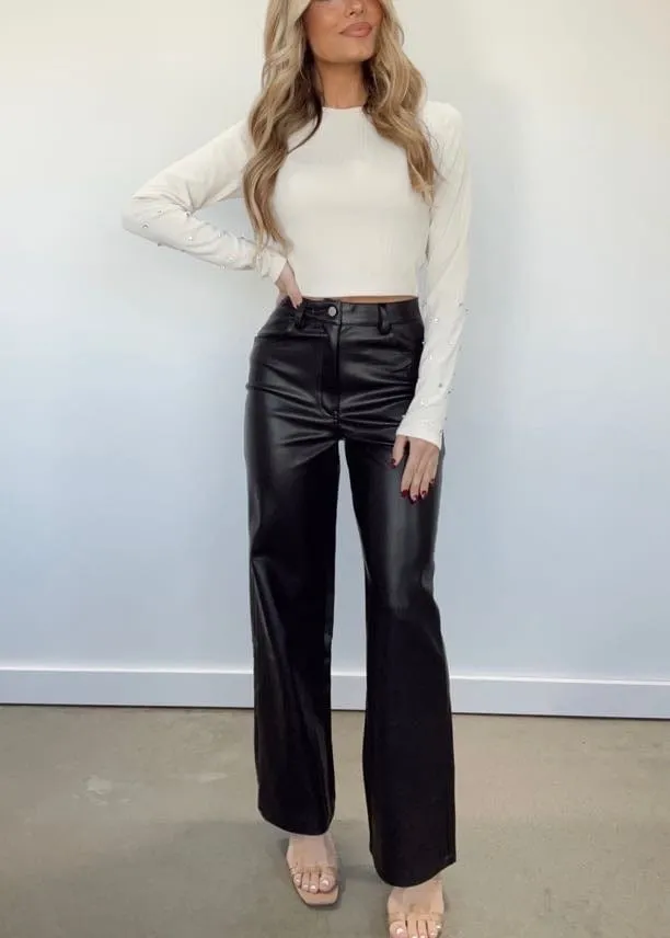 Leather Straight Leg Pants sold by LANE 201