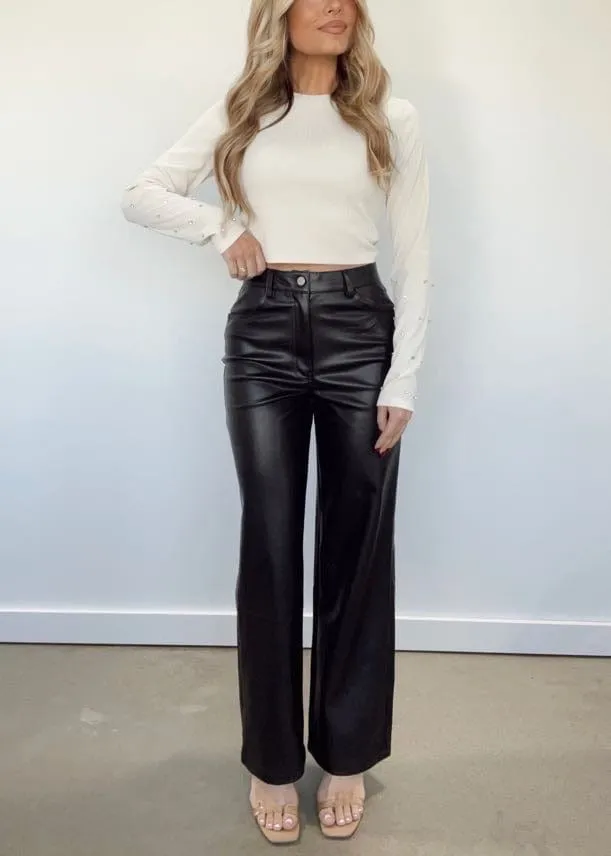 Leather Straight Leg Pants sold by LANE 201 product image thumbnail 3