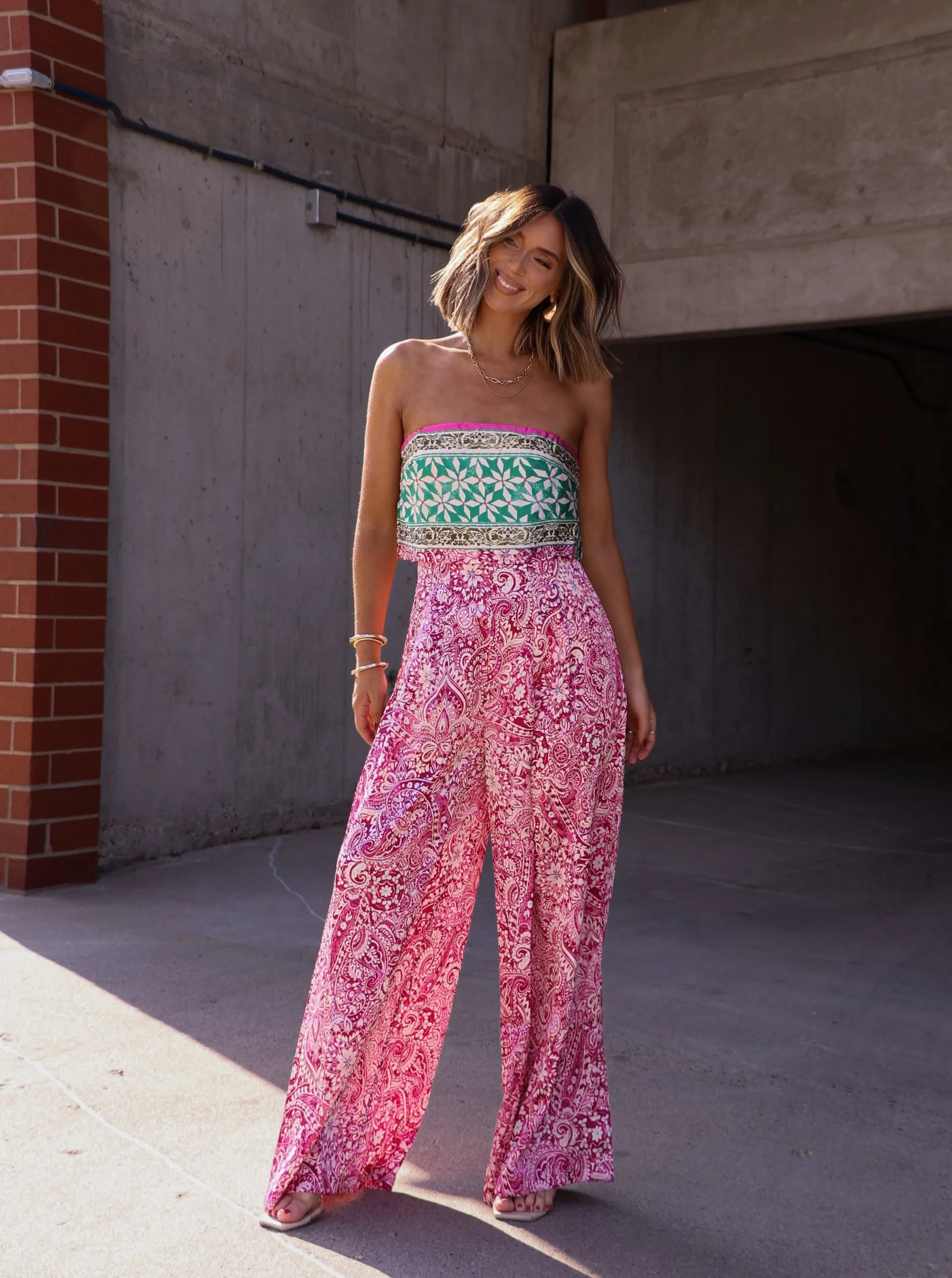 Paisley Satin Jumpsuit sold by LANE 201