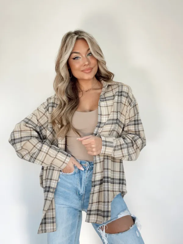 Beige Flannel Season Shirt sold by LANE 201
