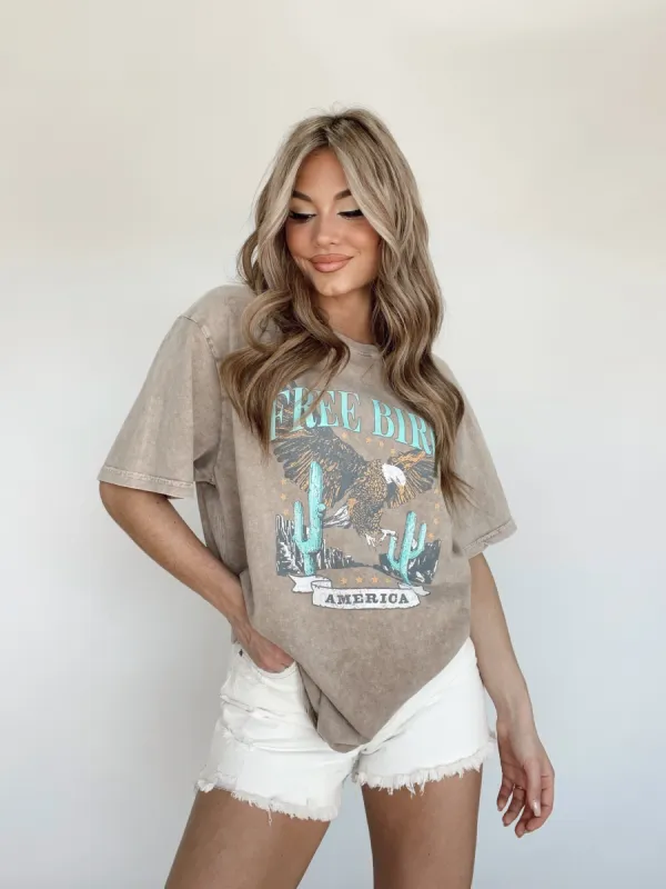 Mocha Free Bird Graphic Tee sold by LANE 201