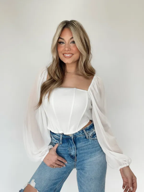 White Date Night Corset Top sold by LANE 201